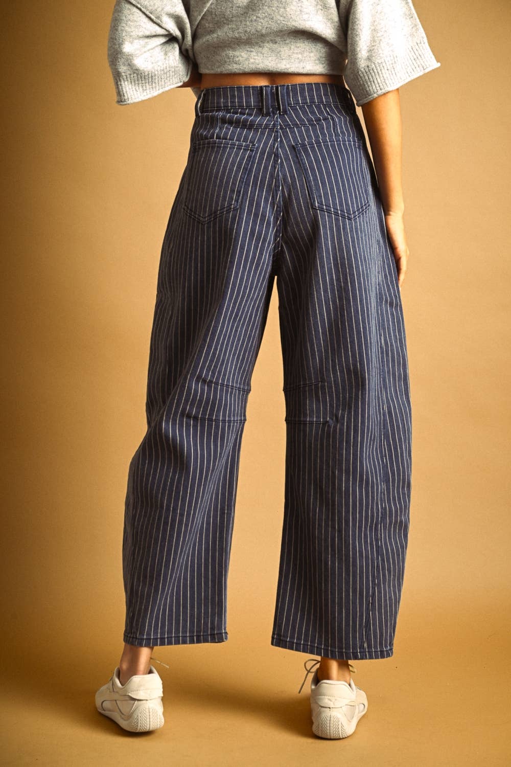 Pinstriped Barrel Pants