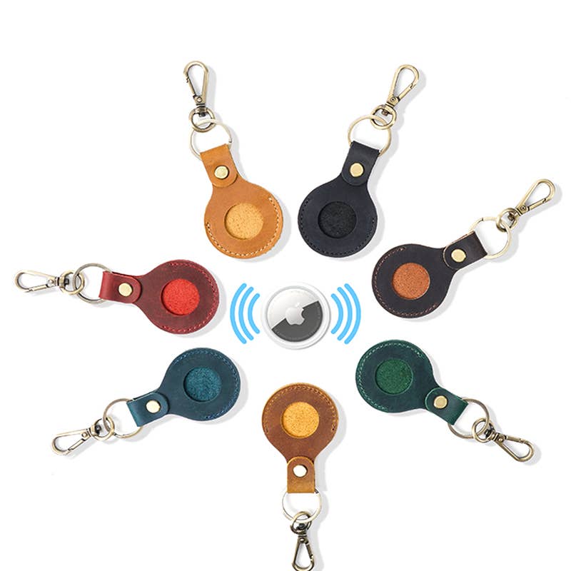 Genuine Leather AirTag Keychain