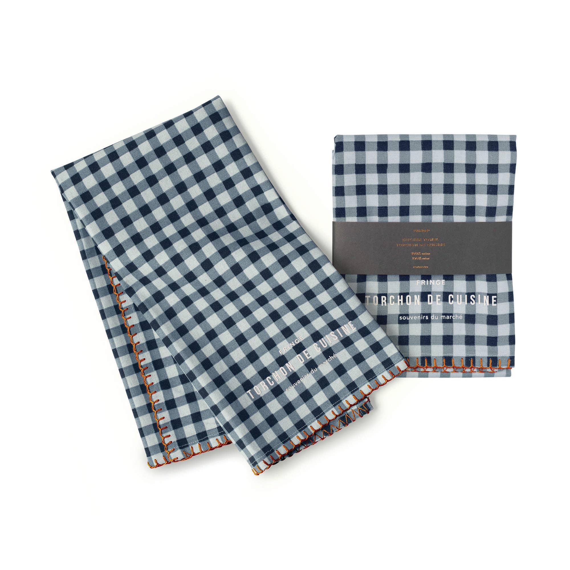 Gingham Blue Cotton Tea Towel