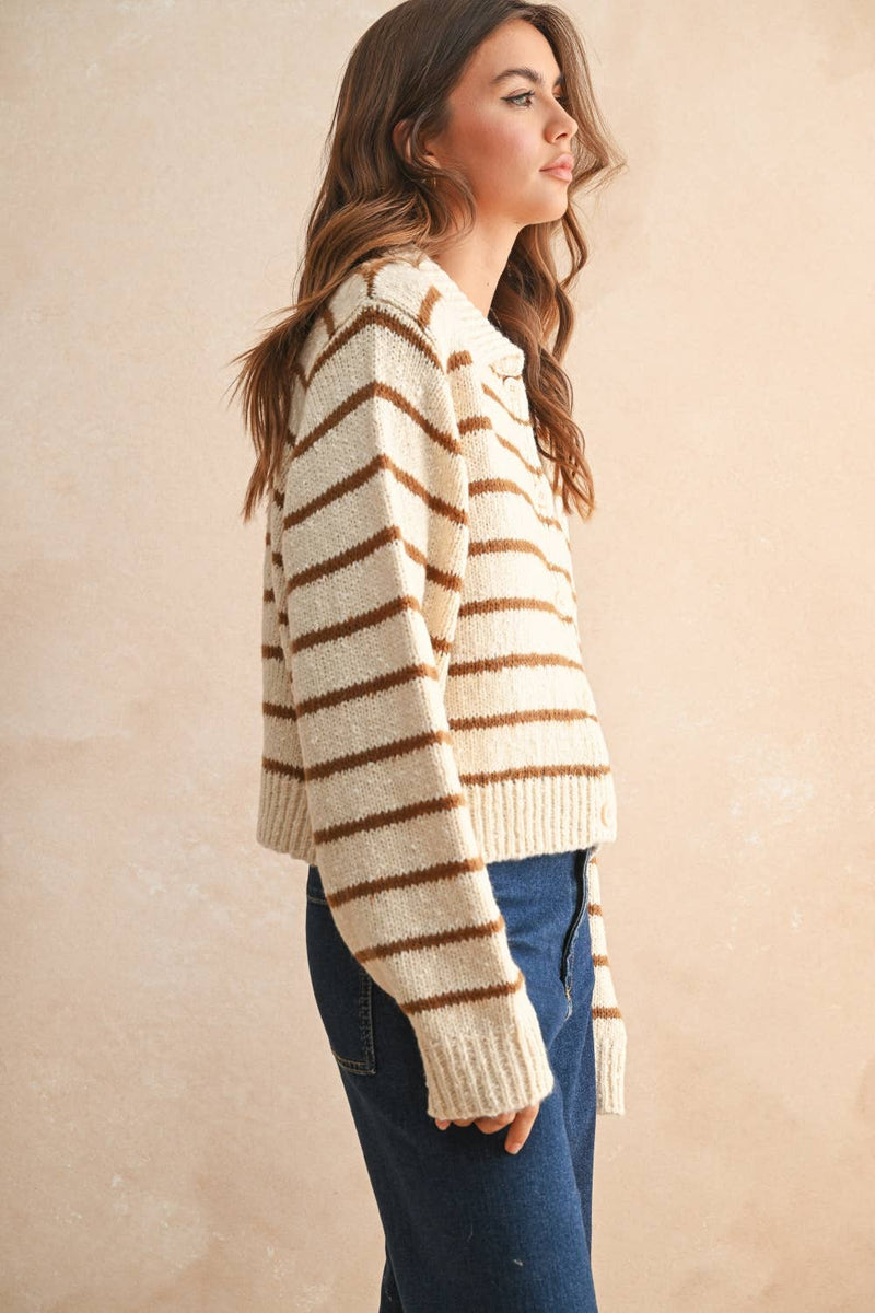 Buttondown Striped Knitted Cardigan
