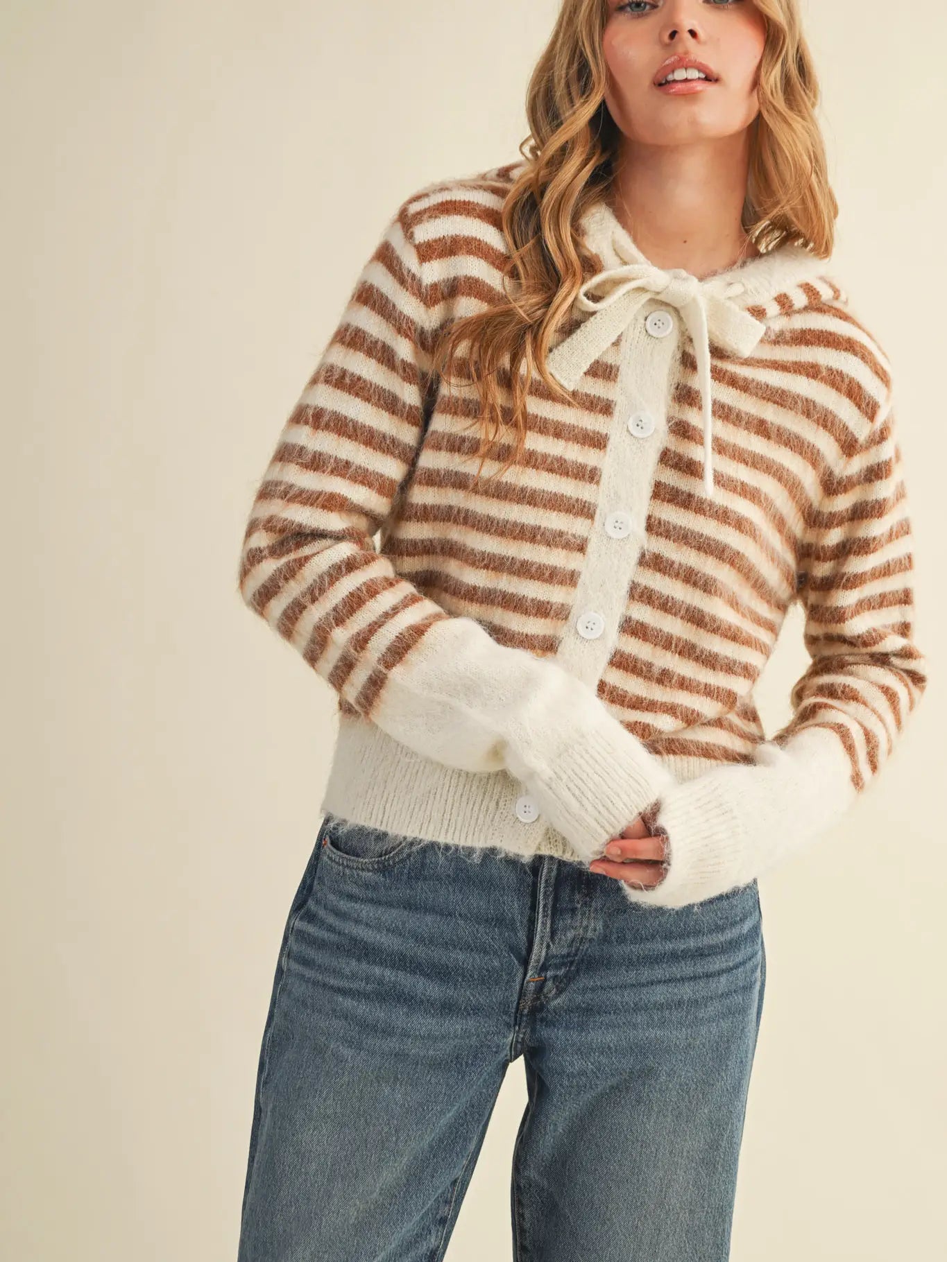 Striped Hoodie Sweater Cardigan