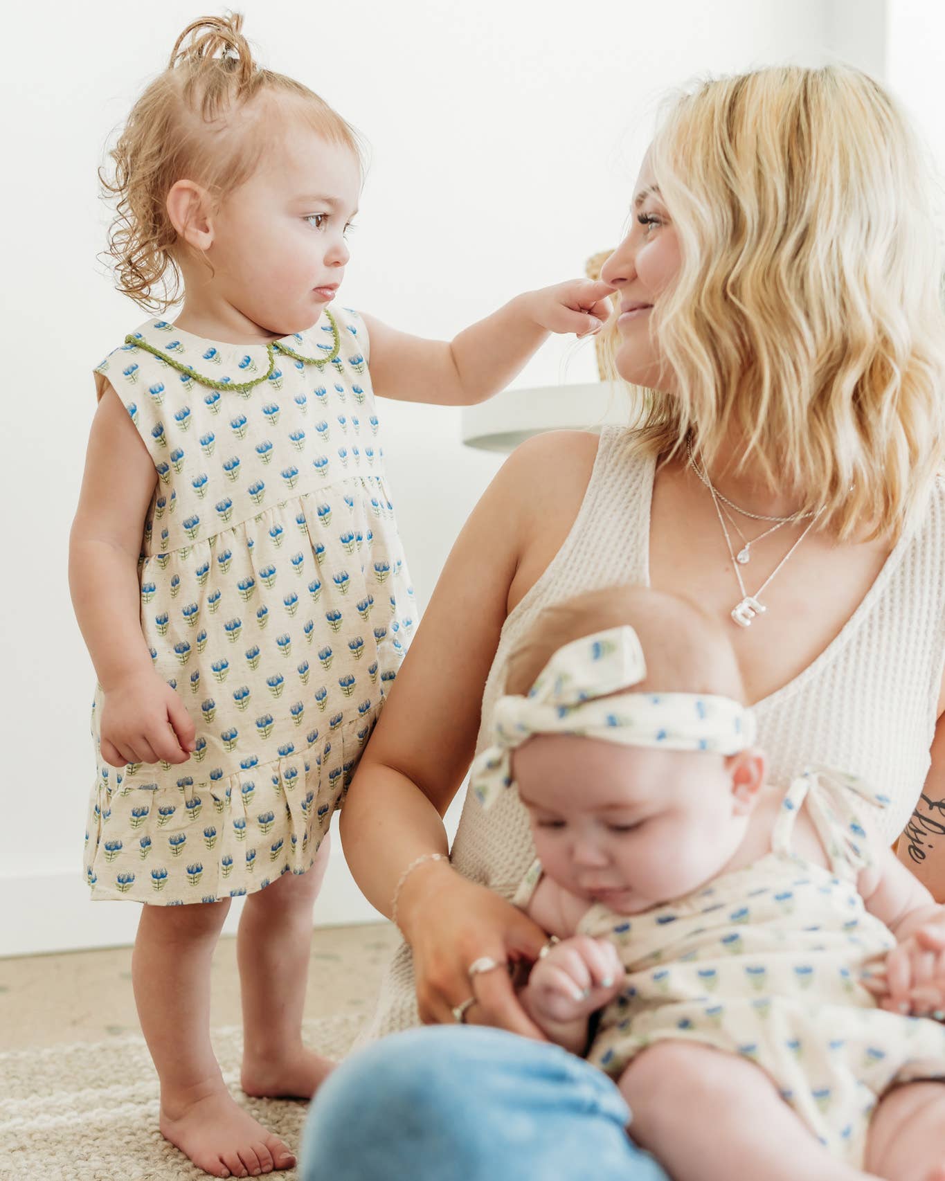 Harper Peter Pan Collar Floral Baby Flare Dress + Bloomer