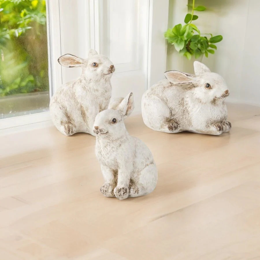 Small Gray Resin Bunny