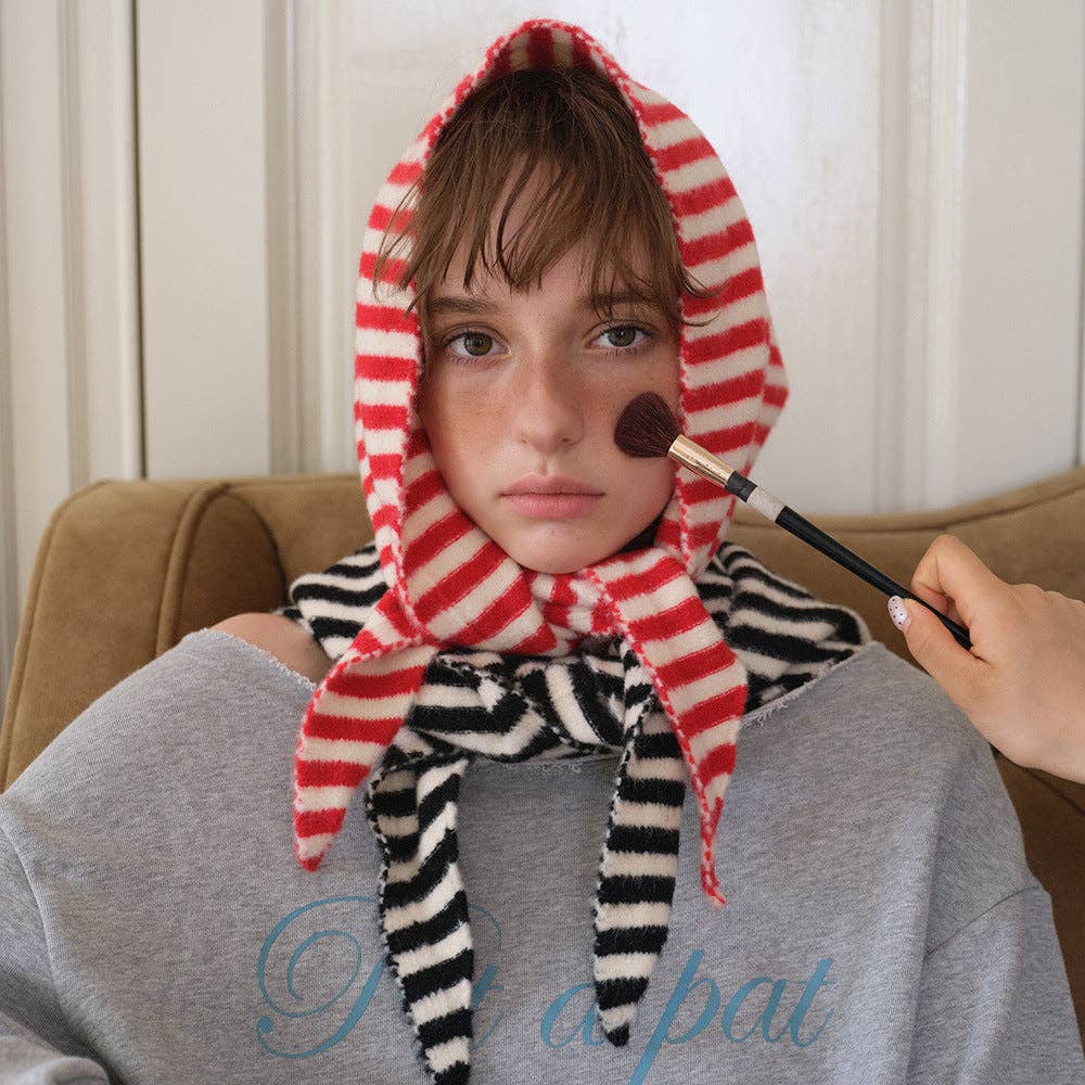 Striped Wool Triangle Scarf