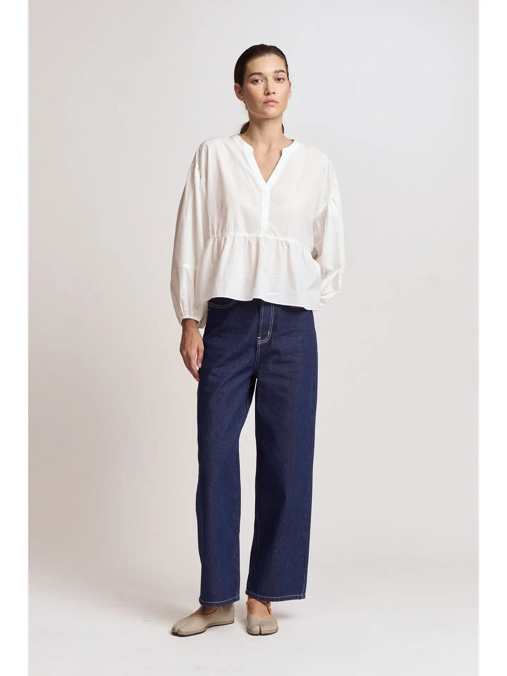 Panel Balloon Sleeve Blouse