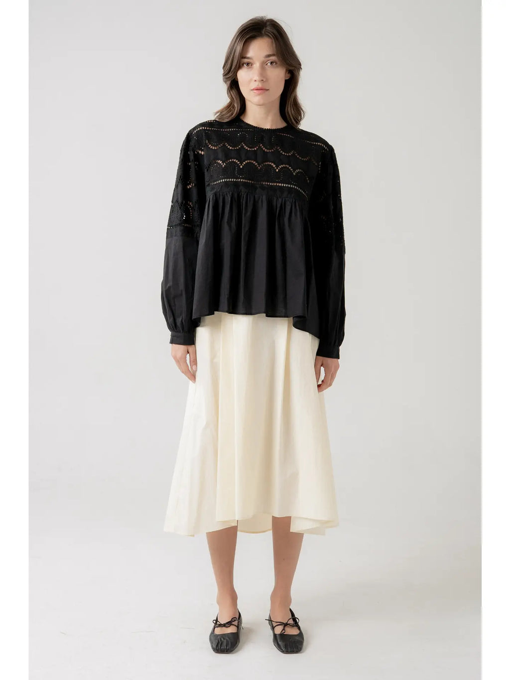 Pleated Midi Skirt with Asymmetrical Hem