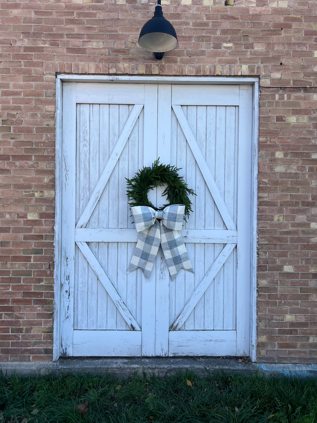 Blue and Cream Buffalo Plaid Bow