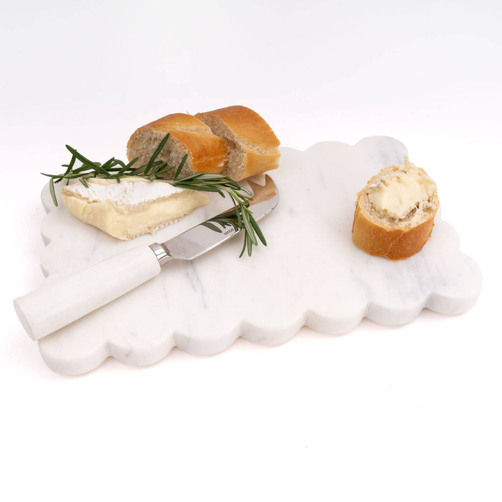 Marble Scalloped Cheese Board & Knife Set