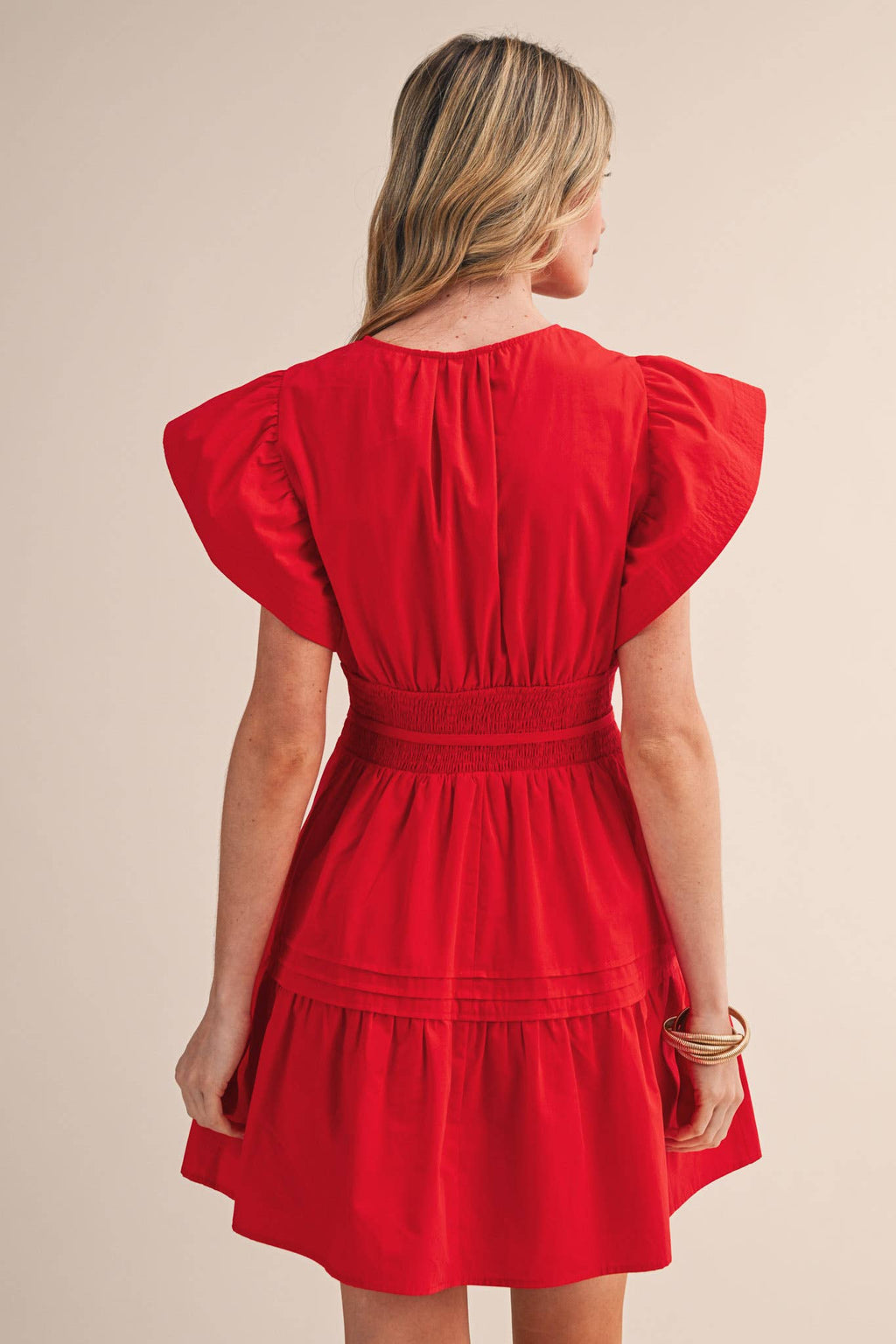 Embroidered Pin Tuck Mini Dress