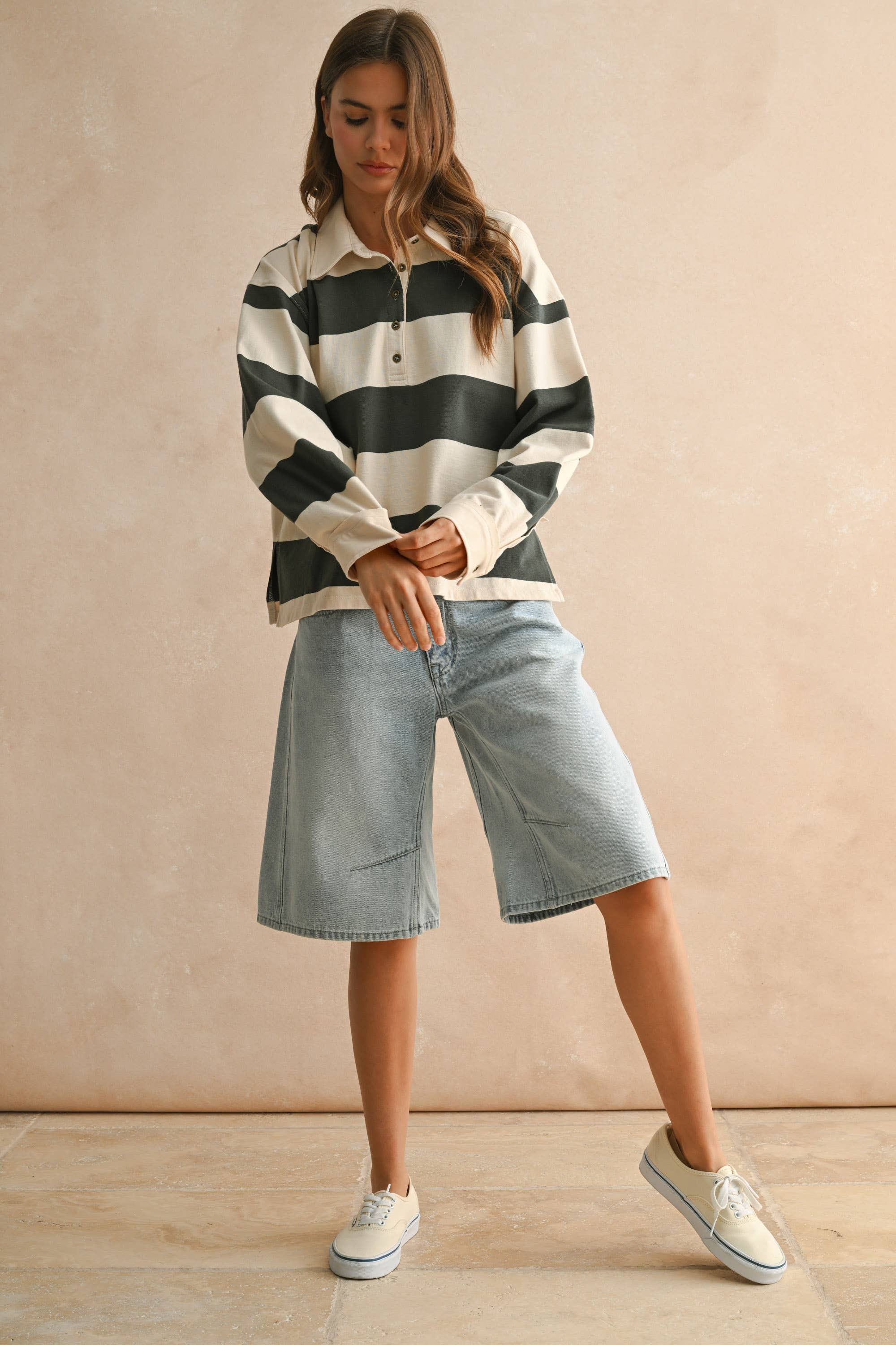 Wide Panel Striped Rugby Shirt