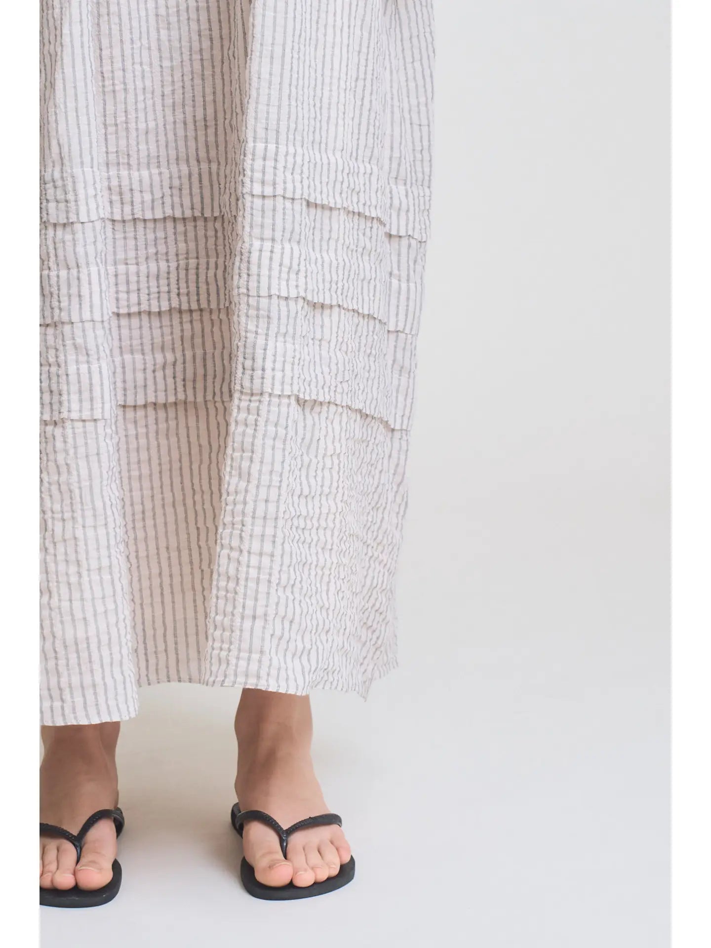 Stripe Pleat Tuck Dress