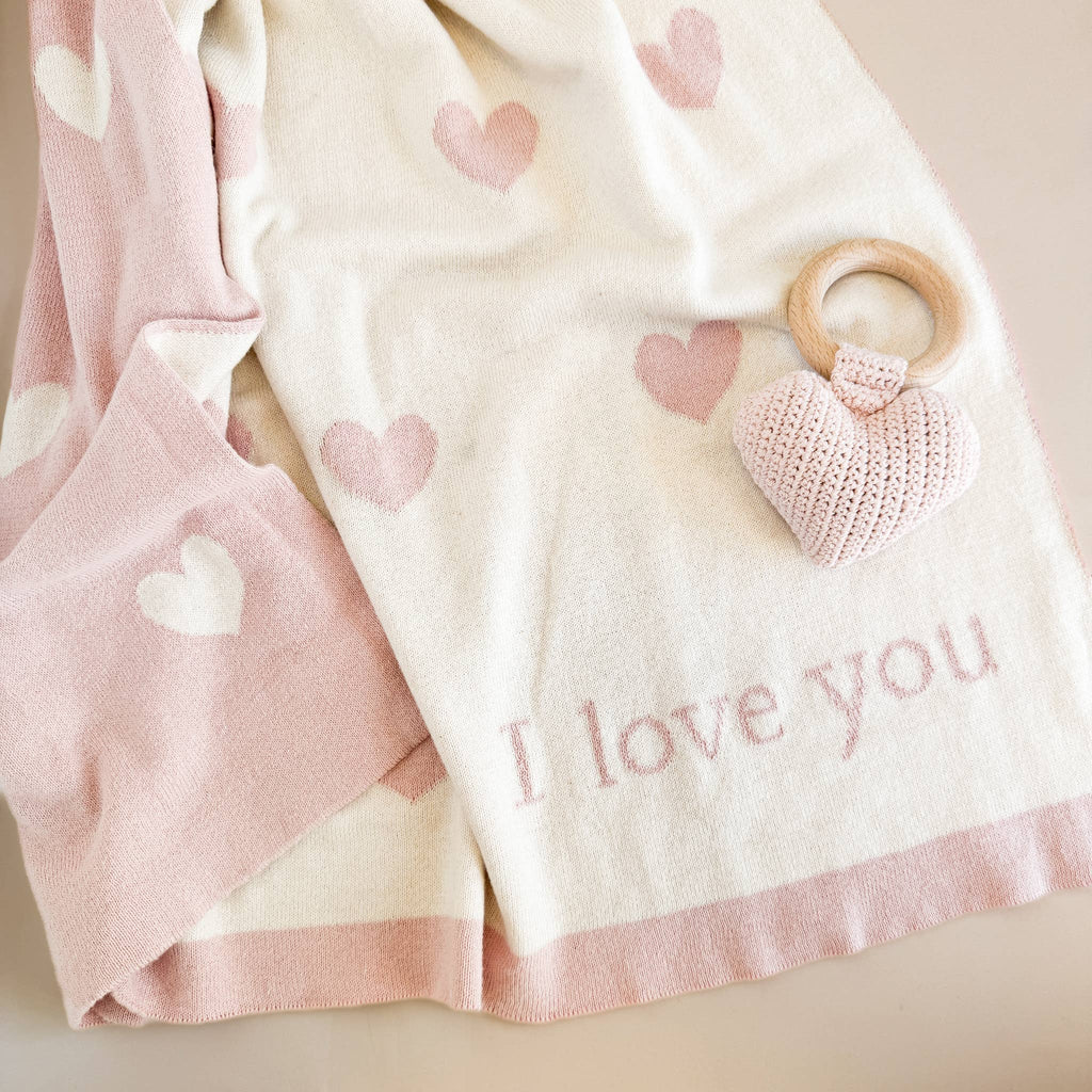 I Love You Baby Heart Blanket