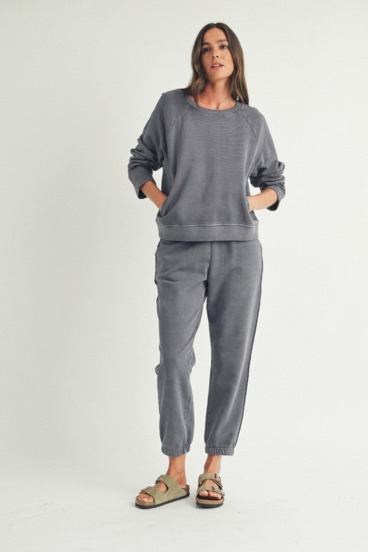 Gray Raw Edge Jogger Set