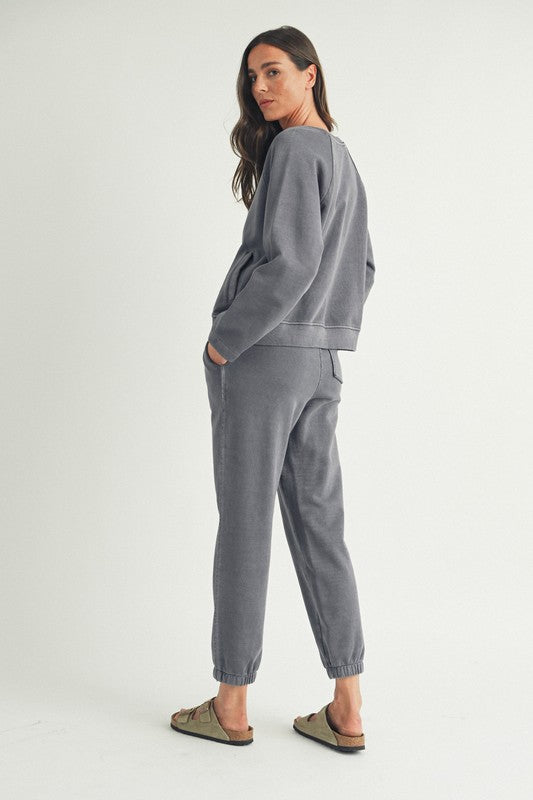 Gray Raw Edge Jogger Set