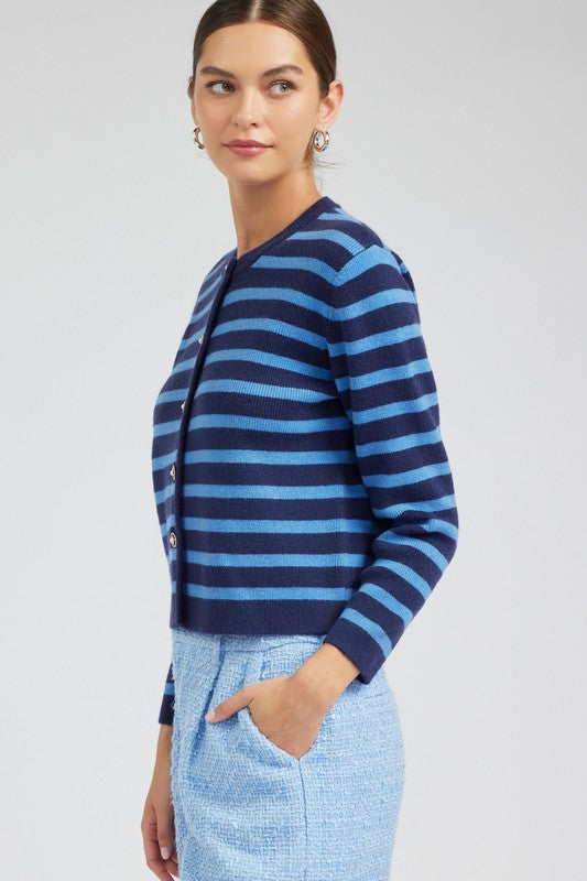 Blue Striped Cardigan