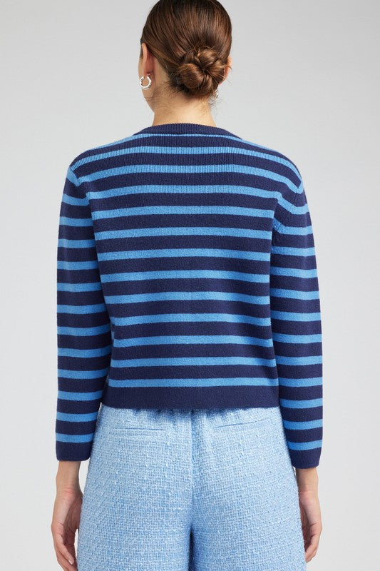 Blue Striped Cardigan