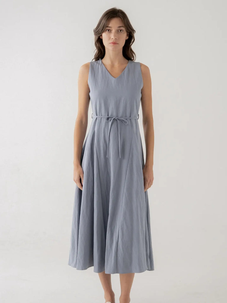 Modular Panel Midi Dress with Tie Waist