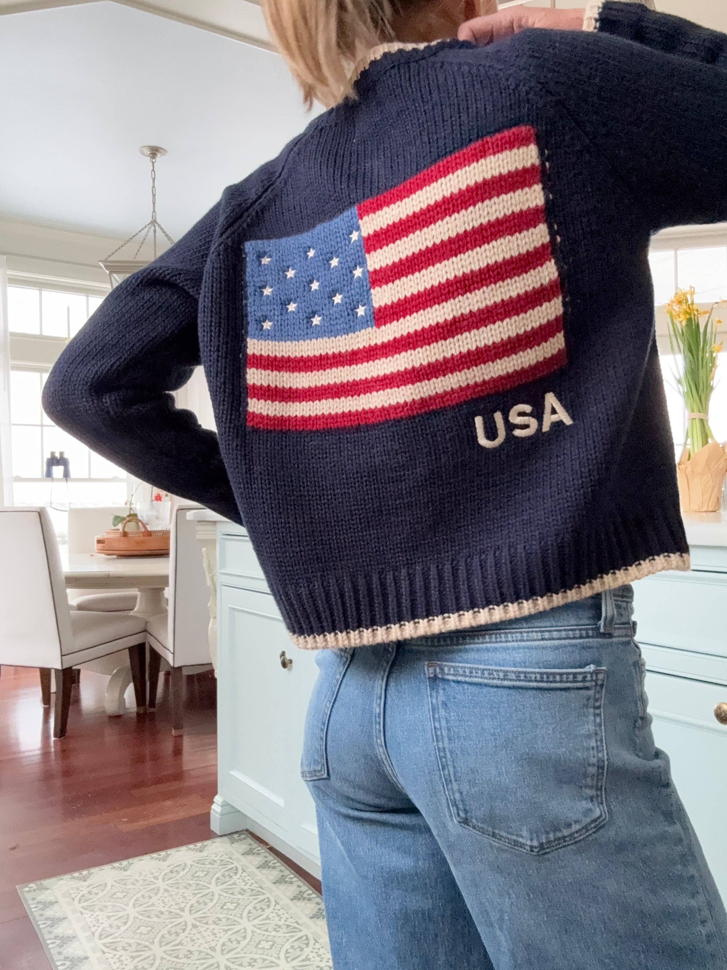 Flag Crop Cardigan