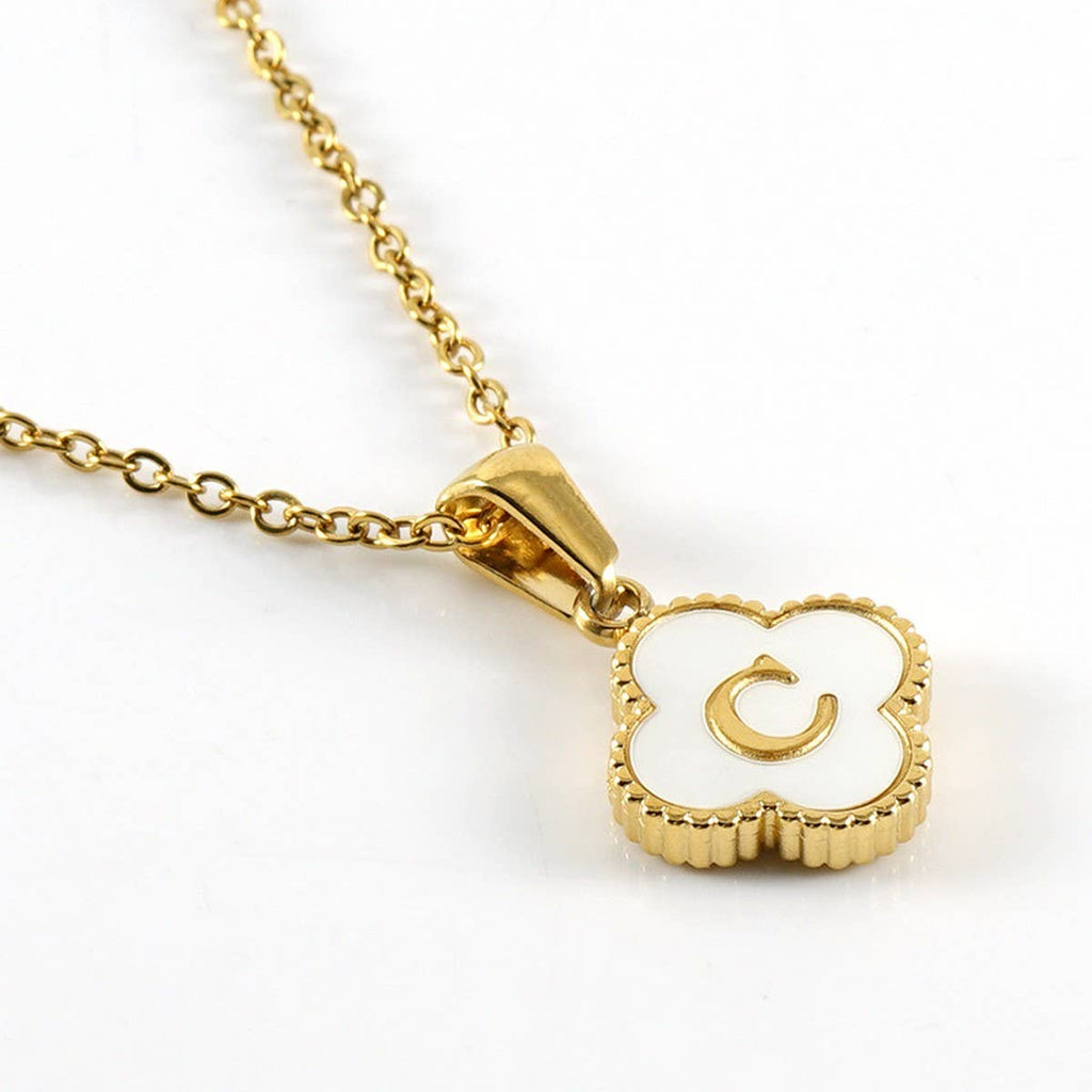 Four Leaf Clover Initial Necklaces