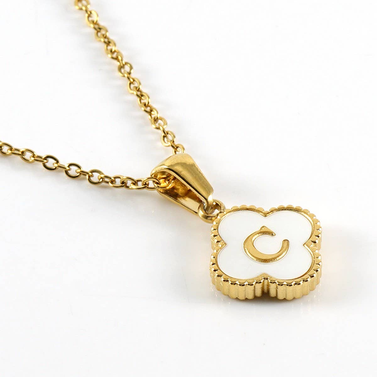 Four Leaf Clover Initial Necklaces