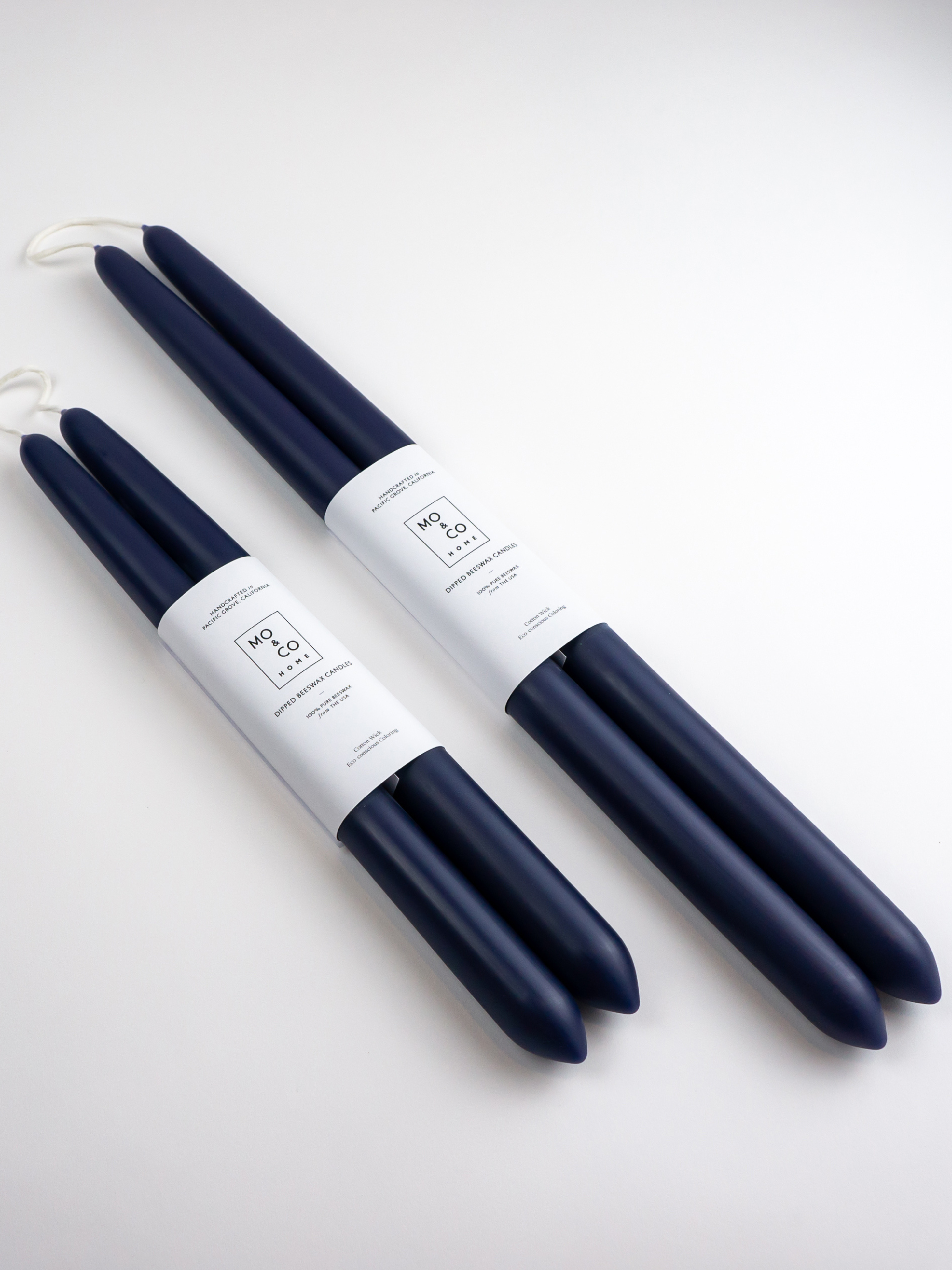 Midnight Blue Dipped Beeswax Taper Candles