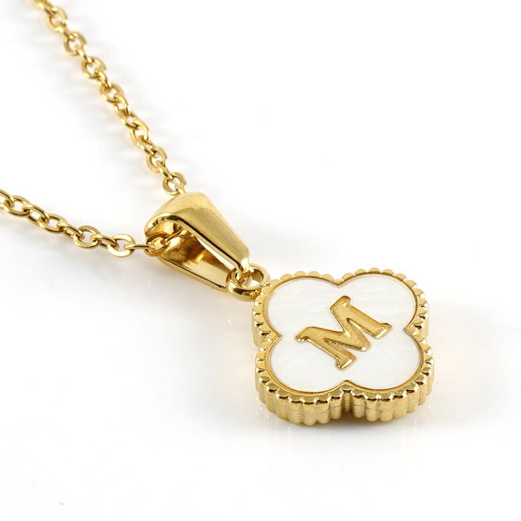 Four Leaf Clover Initial Necklaces