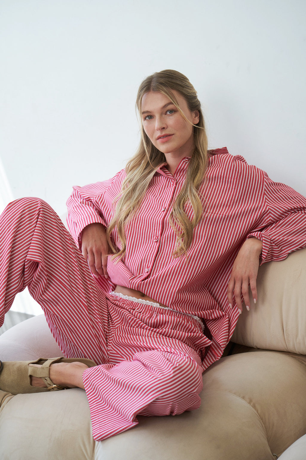 The Ruby Stripe Loungewear Wide Leg Pants