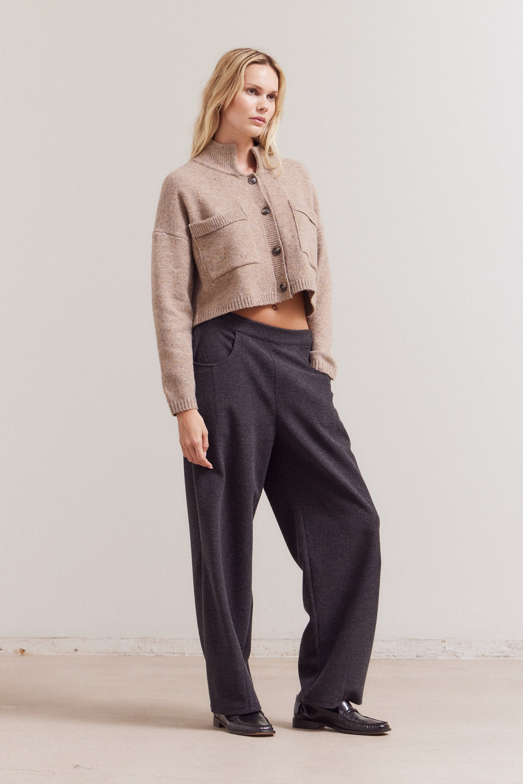 High Neck Knit Cardigan