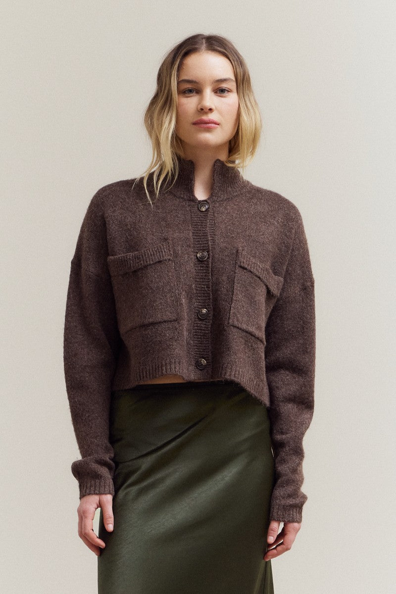 High Neck Knit Cardigan