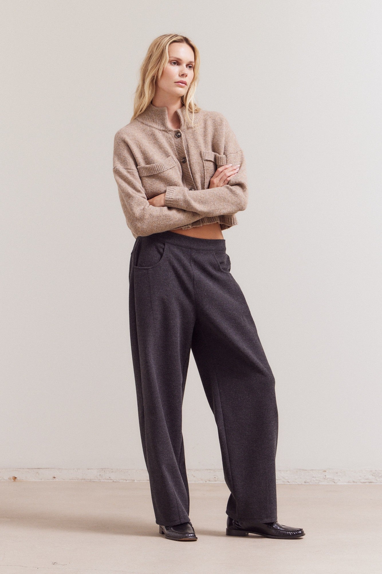 High Neck Knit Cardigan