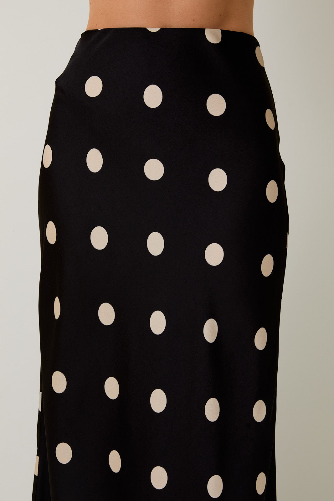 Polka Dot Satin Midi Skirt