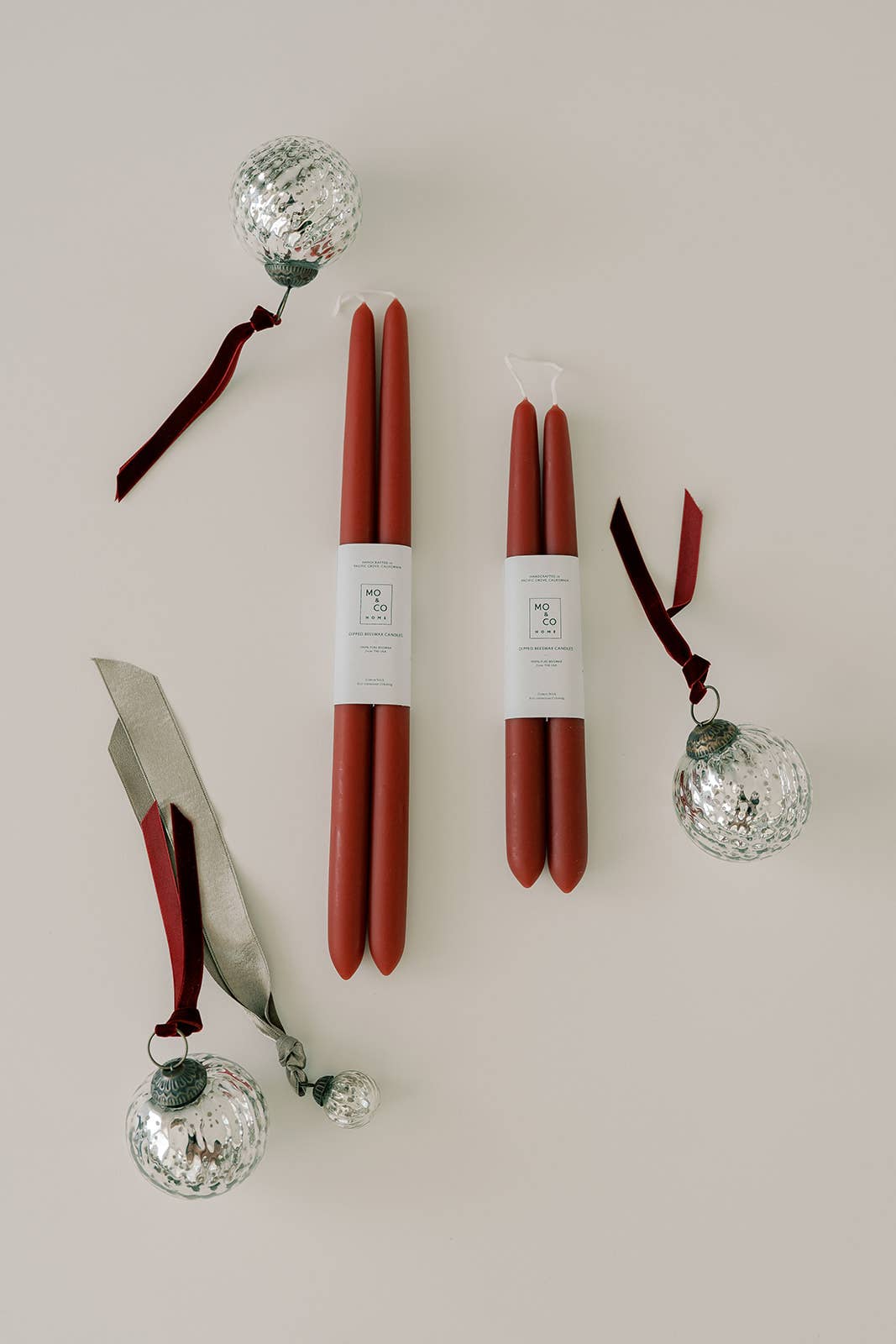 Berry Red Dipped Beeswax Taper Candles