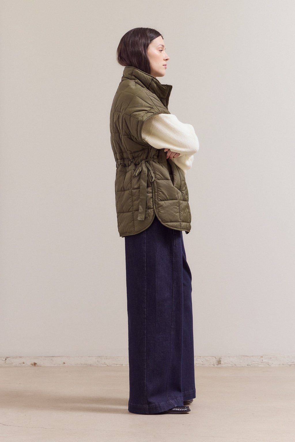 High Neck Zip Up Quilting Padded Vest