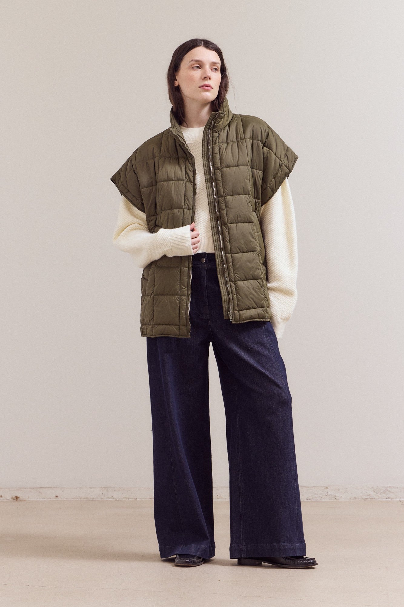 High Neck Zip Up Quilting Padded Vest