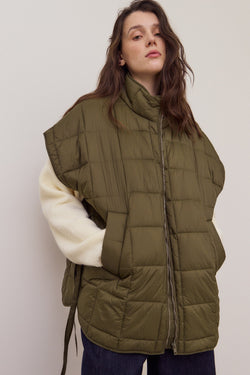 High Neck Zip Up Quilting Padded Vest