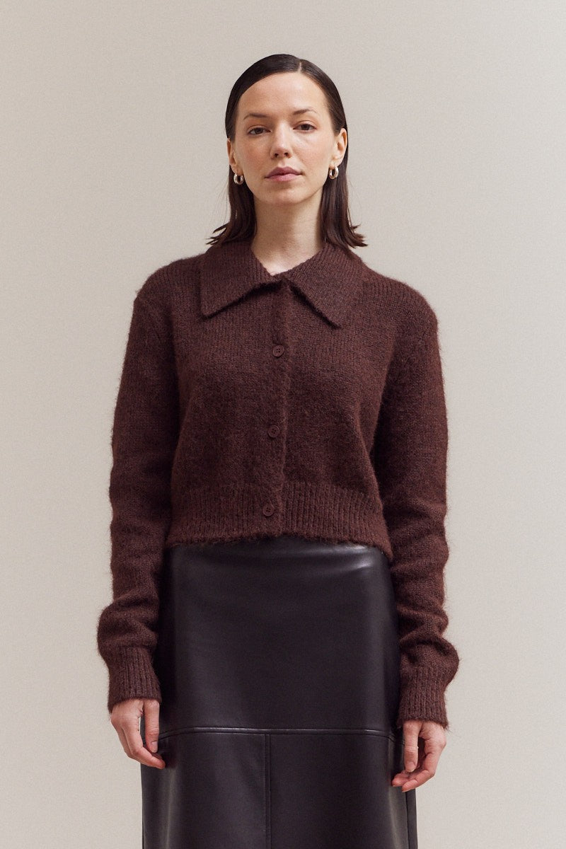 Button Up Collar Neck Cardigan