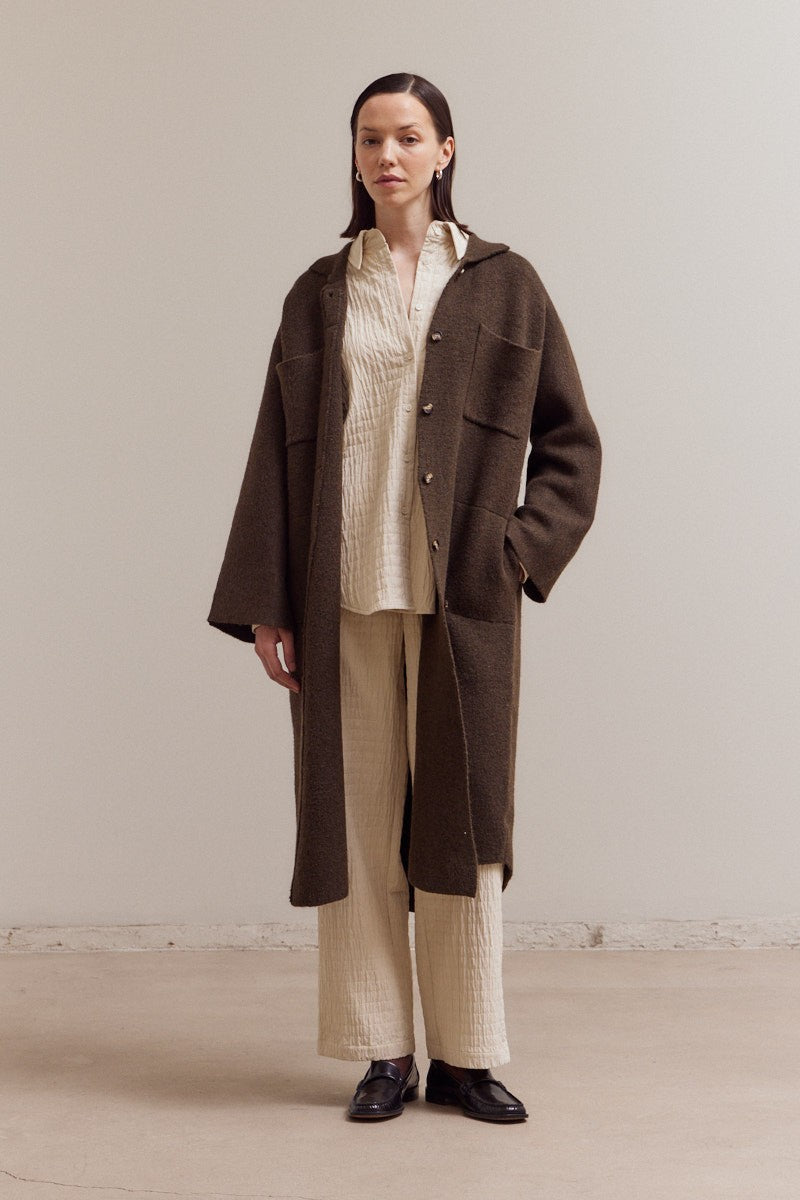 Maxi Hidden Button Knit Jacket