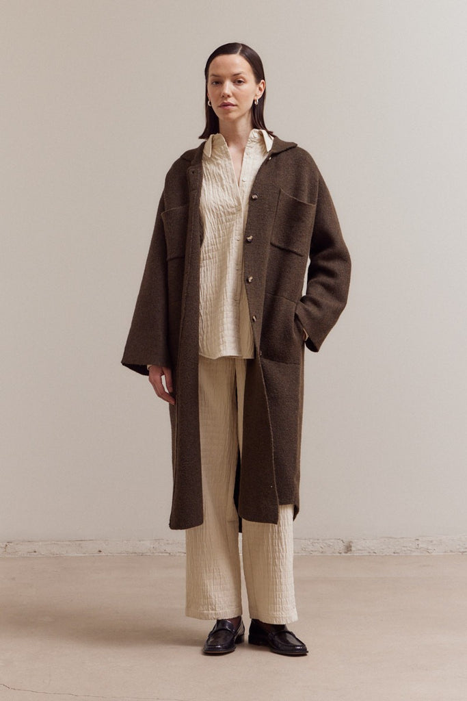 Maxi Hidden Button Knit Jacket