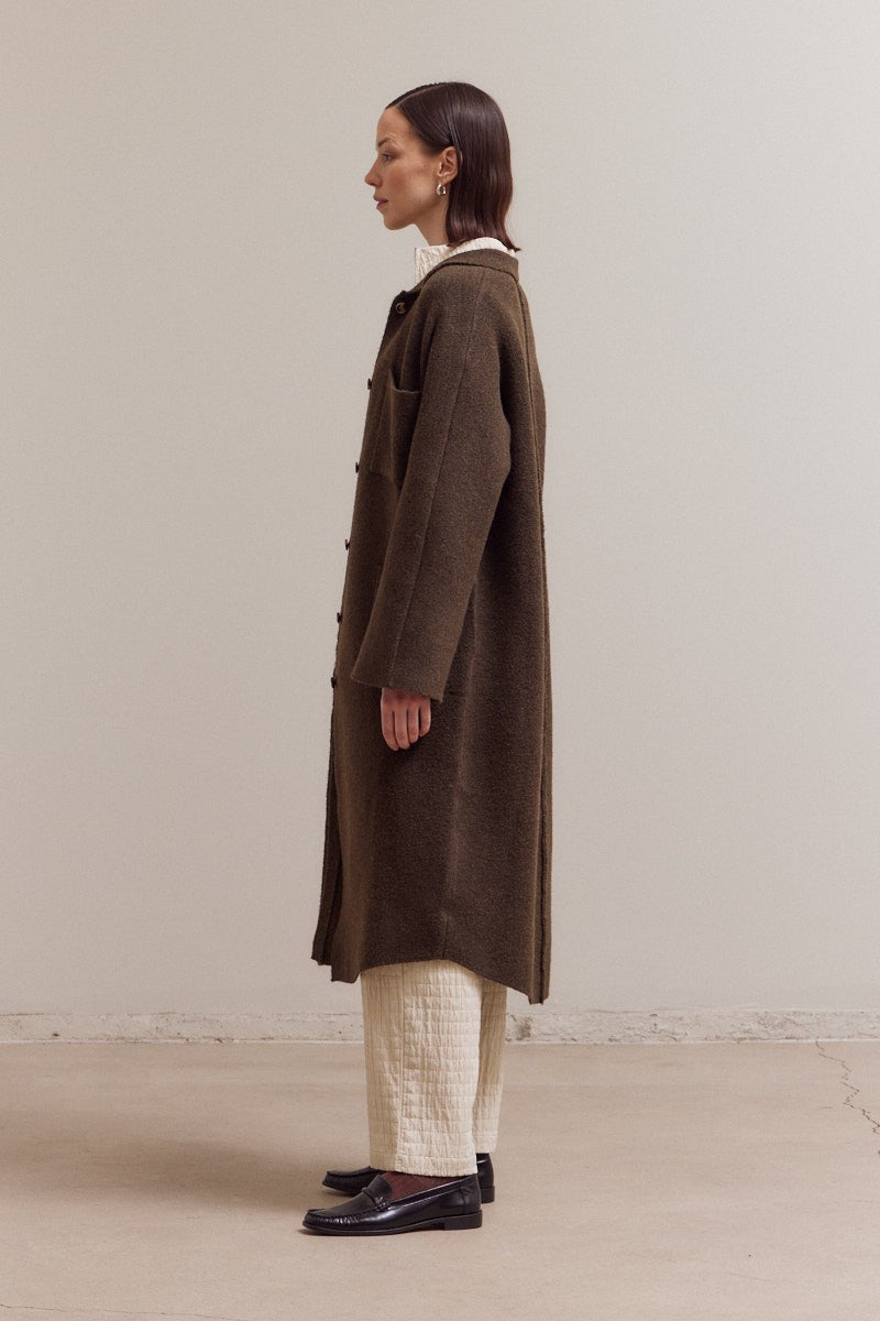 Maxi Hidden Button Knit Jacket