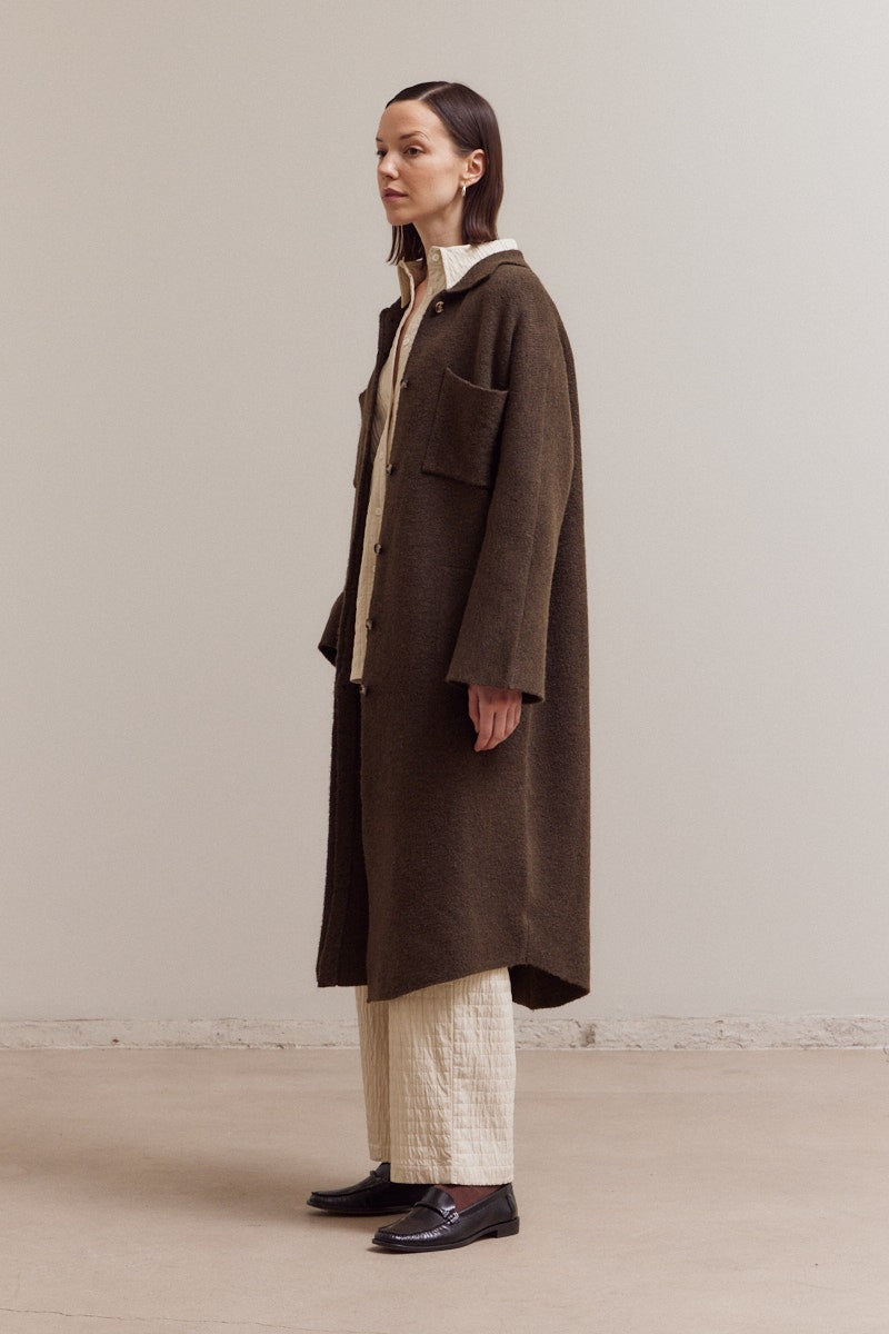 Maxi Hidden Button Knit Jacket