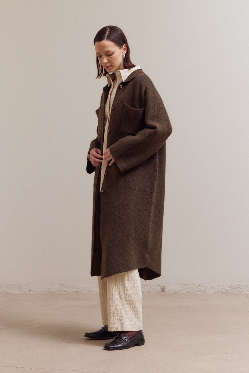 Maxi Hidden Button Knit Jacket