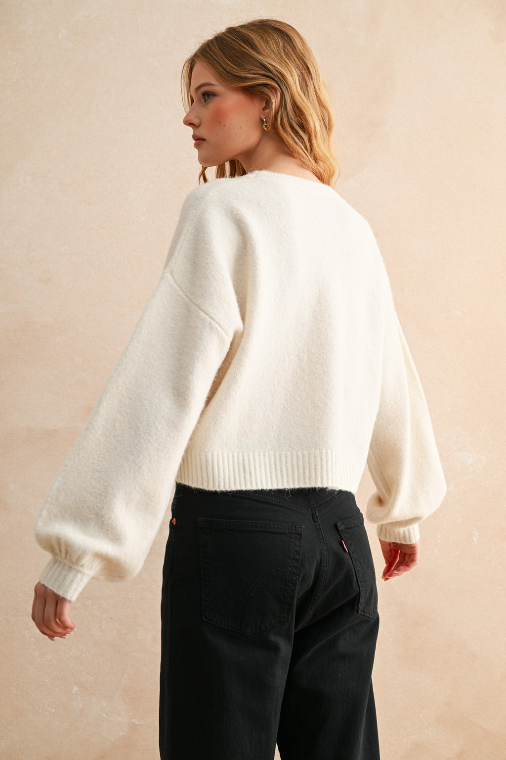 Merci Letter Patch Sweater Top