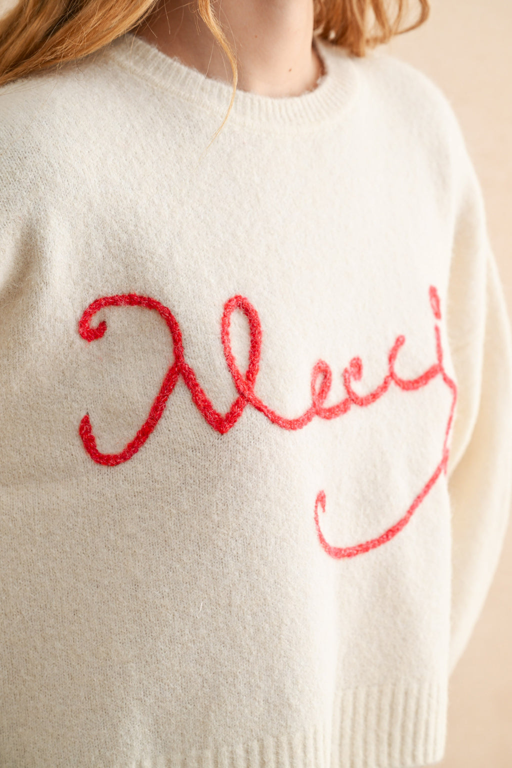 Merci Letter Patch Sweater Top