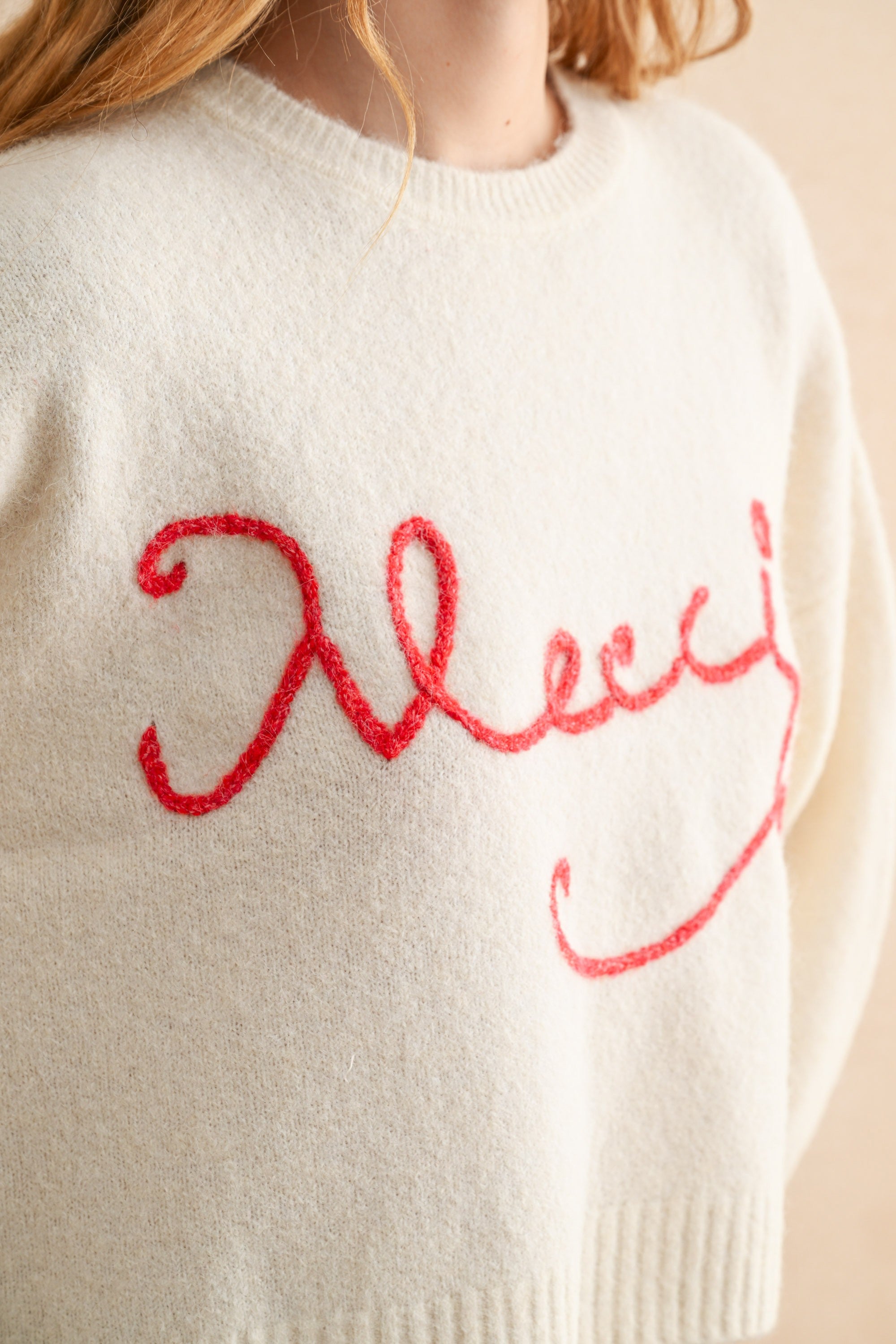 Merci Letter Patch Sweater Top