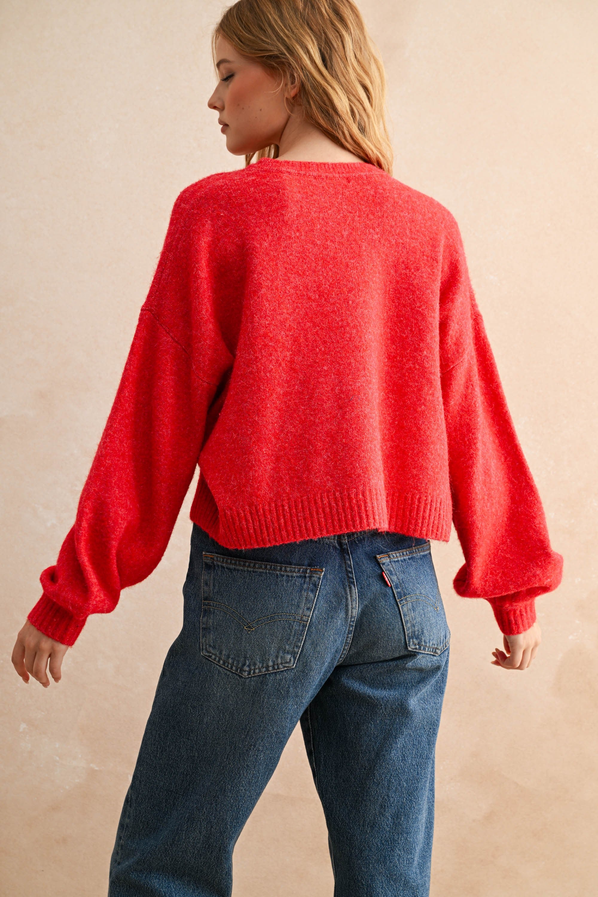 Merci Letter Patch Sweater Top