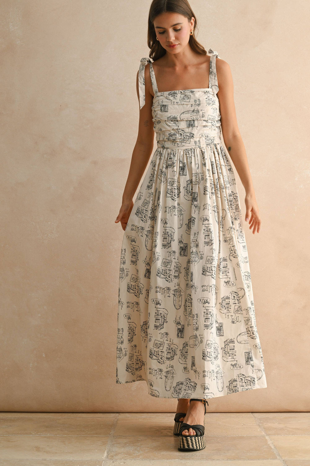 Town Print Maxi Dress