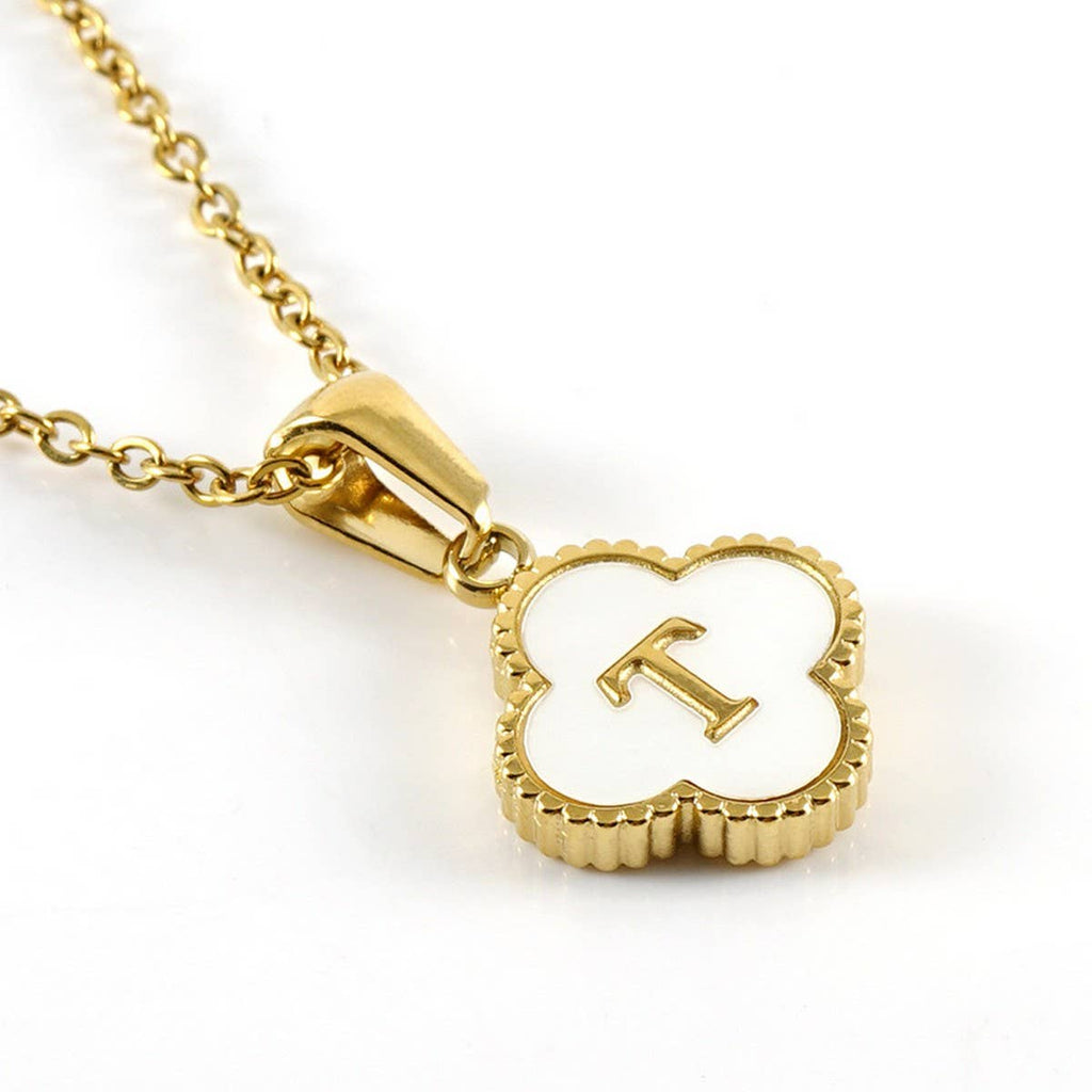 Four Leaf Clover Initial Necklaces