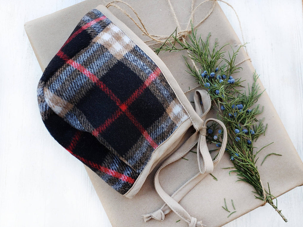Christmas Plaid Baby Bonnet