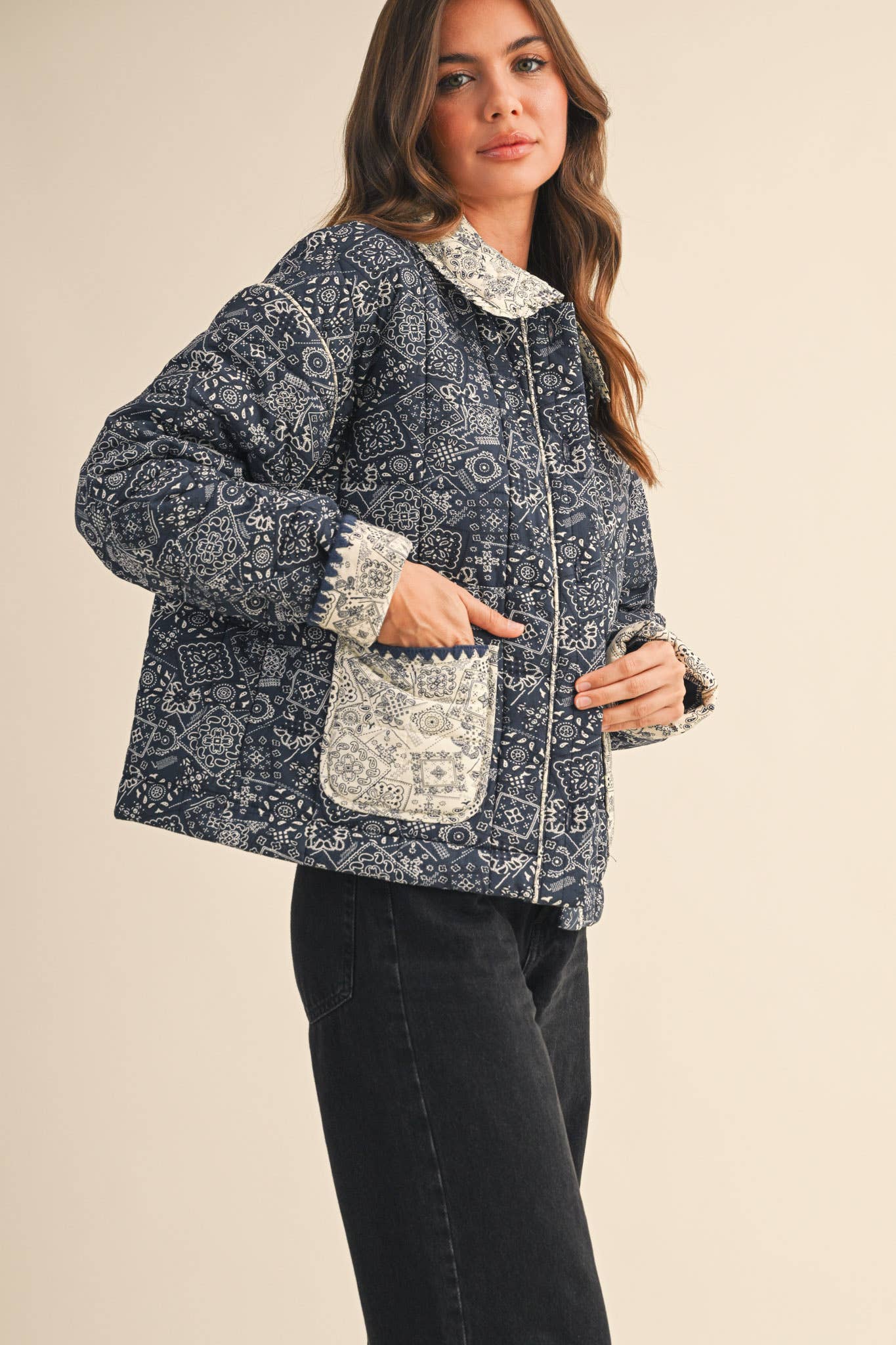 Quilted Bandana Print Jacket