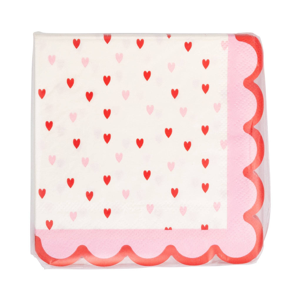 Little Red Pink Hearts Cocktail Napkins